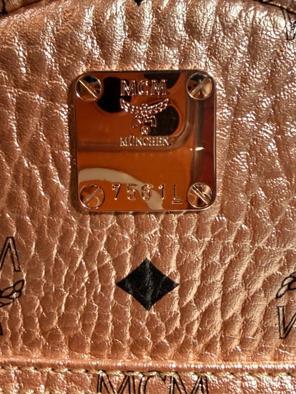 MCM Stark Mini Rose Gold Visetos Studded Backpack - Picture 9 of 12